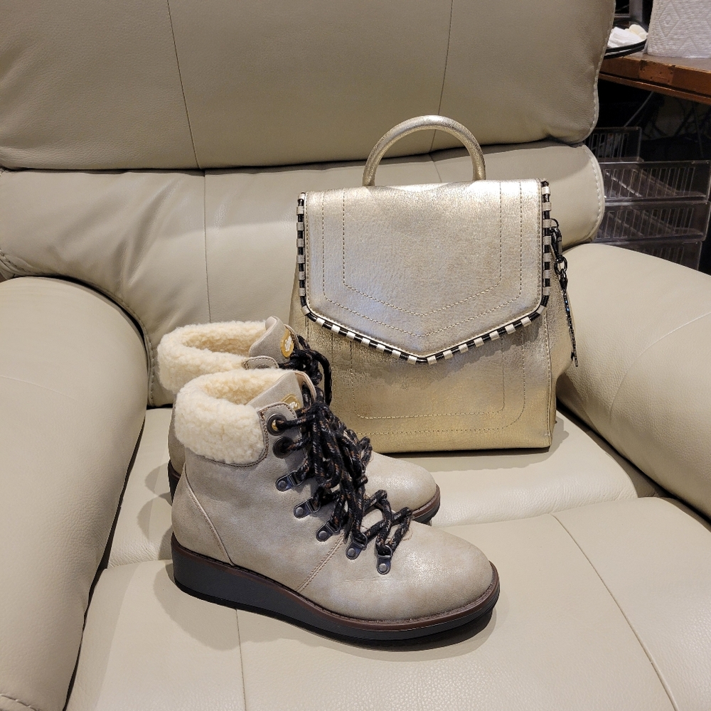 Women's Gold Cream Ankle Boots
